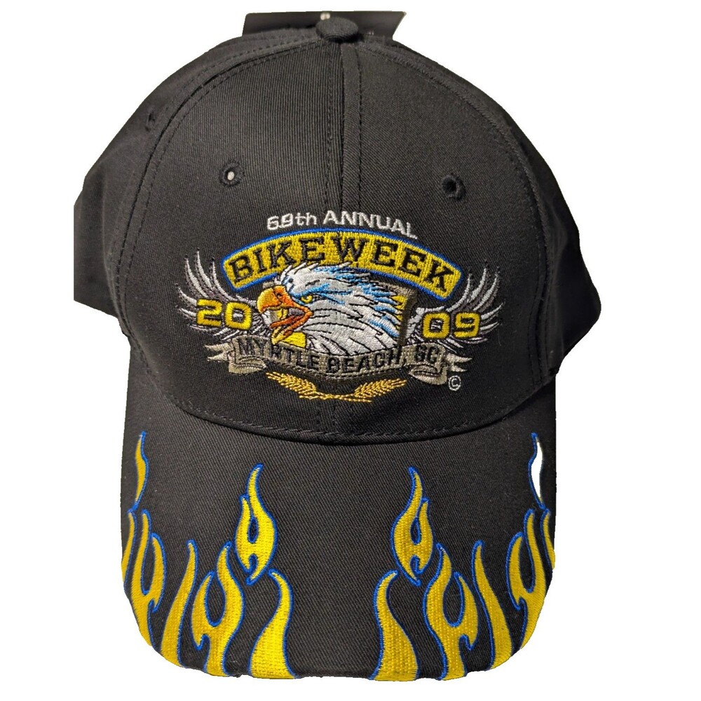 New Vintage 69th Annual Bike Week 2009 Myrtle Beach SC Flame Baseball Cap Hat NW